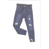 Jeans Niña By Deep Skinny Roturas Azul