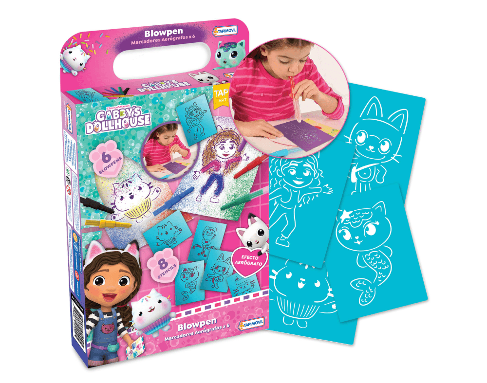 Set Stencils Con Blow Pen Gabby Dollhouse Tapimovil - Coppel