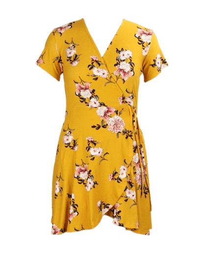 Marigold Vestido Cruzado Amarillo Vestido 18 Forever Casual