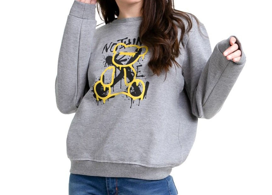 Buzo Juvenil Mujer Onyx Básico Estampa Osito Gris Melange Coppel