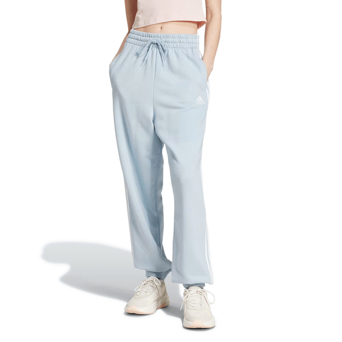 Pantalón Adidas Essentials Tiras Stripes Celeste Mujer Coppel