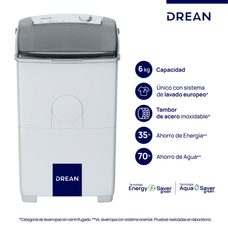 Lavarropas Semiautomático Drean LTDR67SB 6 Kilos