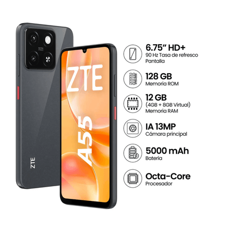 Celular ZTE A55 4GB 128GB Negro