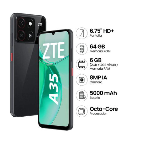 Celular ZTE A35 2GB 64GB Negro